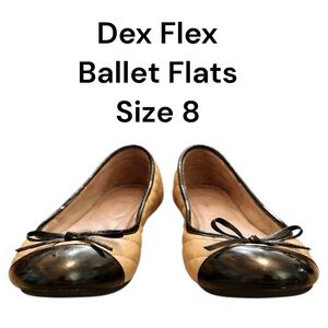 Dexflex Women’s Size 8 Nude & Black Faux Quilted Leather Slip On Ballet Flat